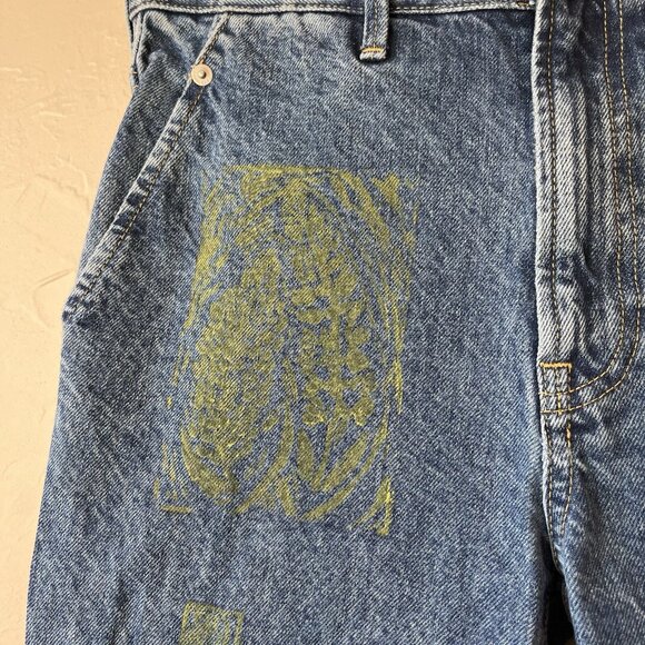 Everlane utility Jeans carpenter Stamp Art Wear Cinch Back Cheeky Adjustable 25 - Picture 4 of 13